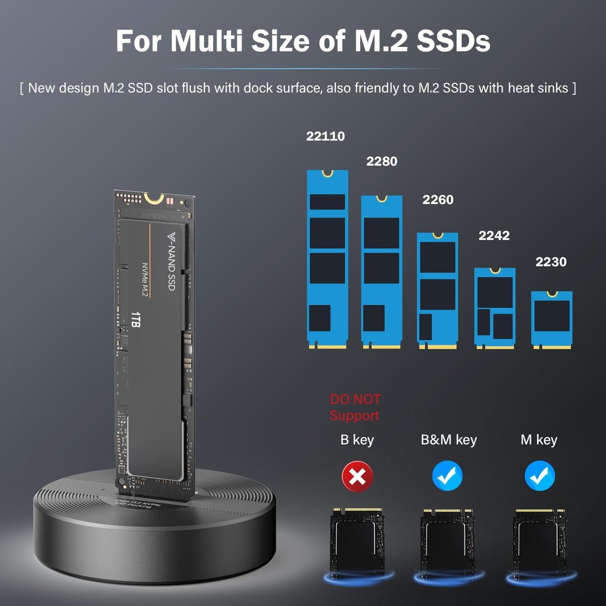 40Gbps USB4 M.2 NVMe SSD Enclosure – USB-C to M.2 Docking Station for 2230-22110, Aluminum Data Rescue Adapter for Windows/Linux/Mac OS/Android-SD04P