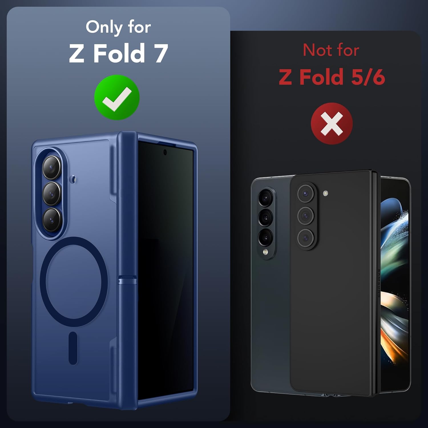 MOBOSI Shockproof Phone Case for Samsung Galaxy Z Fold 7, Full Body Hinge Protection & Built-in Privacy Screen Protector, MagSafe Compatible Magnetic Cover for Z Fold7, Deep Blue