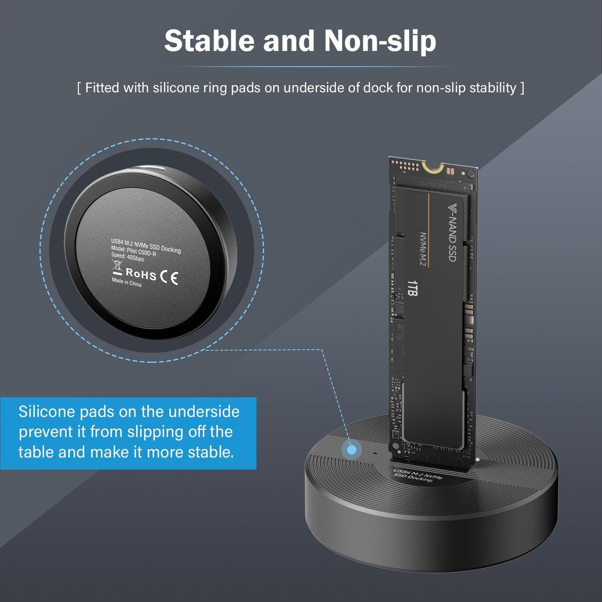 40Gbps USB4 M.2 NVMe SSD Enclosure – USB-C to M.2 Docking Station for 2230-22110, Aluminum Data Rescue Adapter for Windows/Linux/Mac OS/Android-SD04P