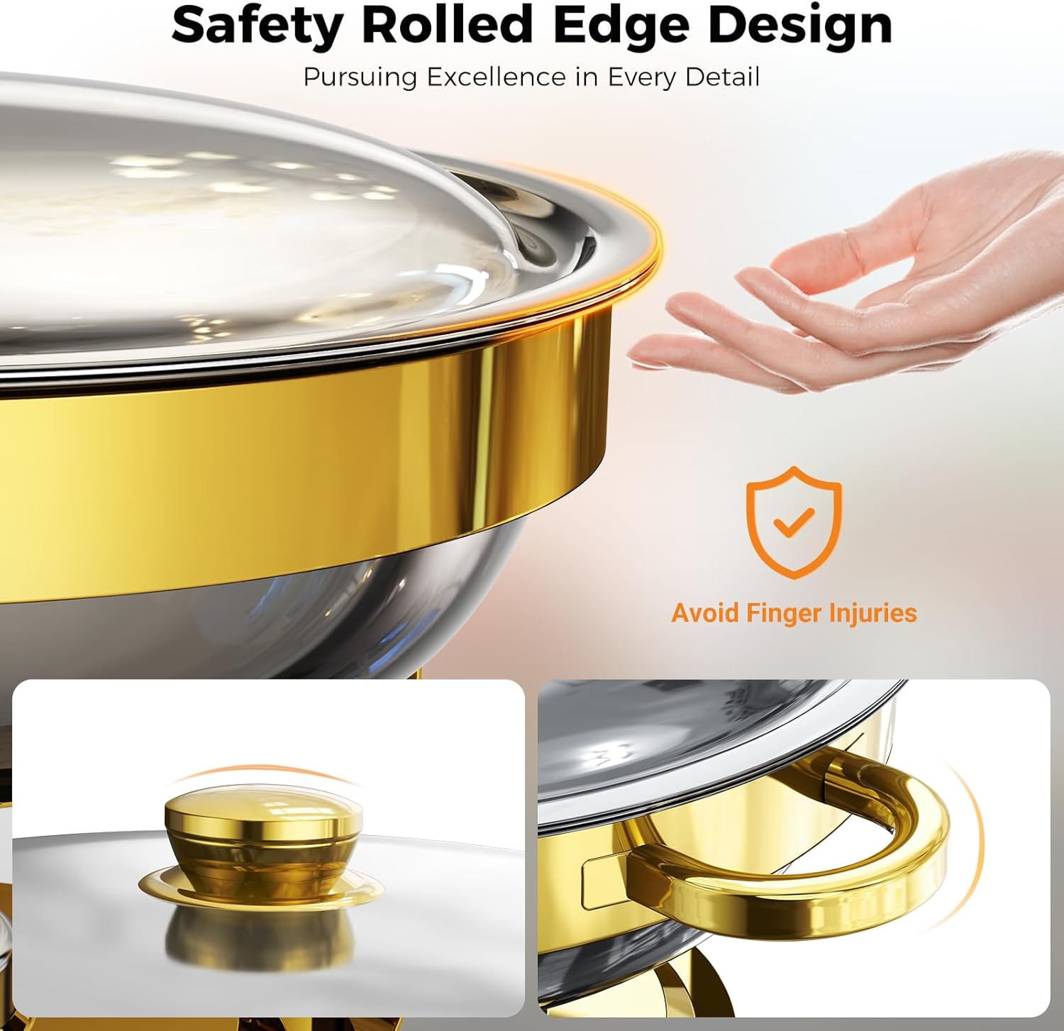 Chafing Dishes for Buffet 4 Pack,5QT Food Warmers for Parties Buffet,Stainless Steel Round Chafers and Buffet Warmers Sets for Home,Gatherings,Birthday,Parties,Church Events,Catering Events
