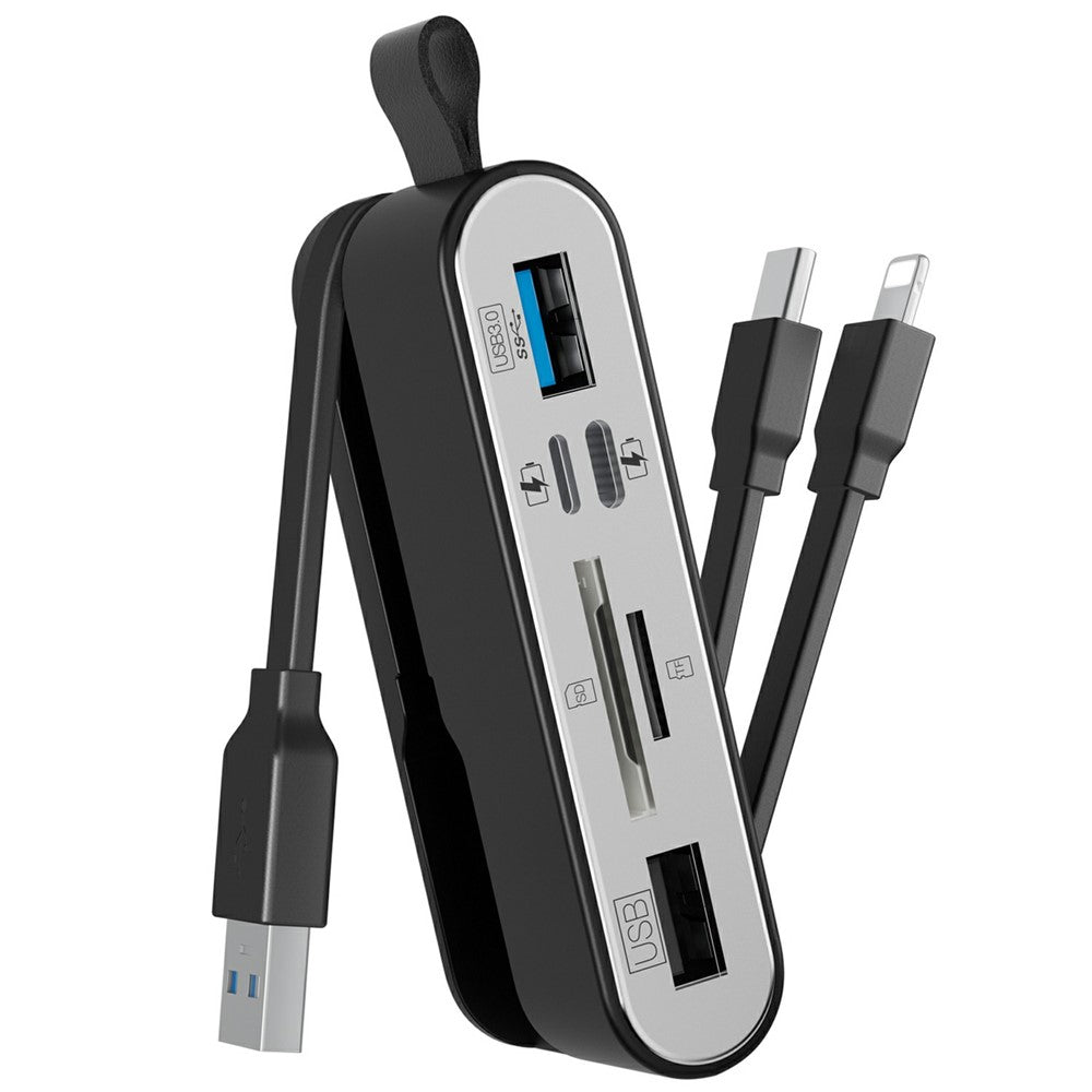 6-in-1 SD Card Reader & USB OTG Adapter for iPhone/iPad, USB-C and USB-A Devices with Micro SD & SD Card Slots, Supports SDHC/SDXC/MMC-NK-1058HD