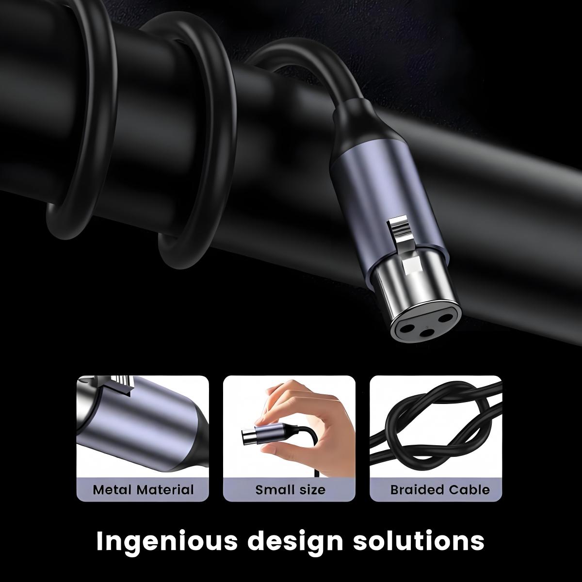 XLR Male to Female Cable 3FT 3Pin Nylon Braided Balanced Microphone Cord for Mic, Mixer, Recording Studio, Behringer & Speaker Systems-AU21-C