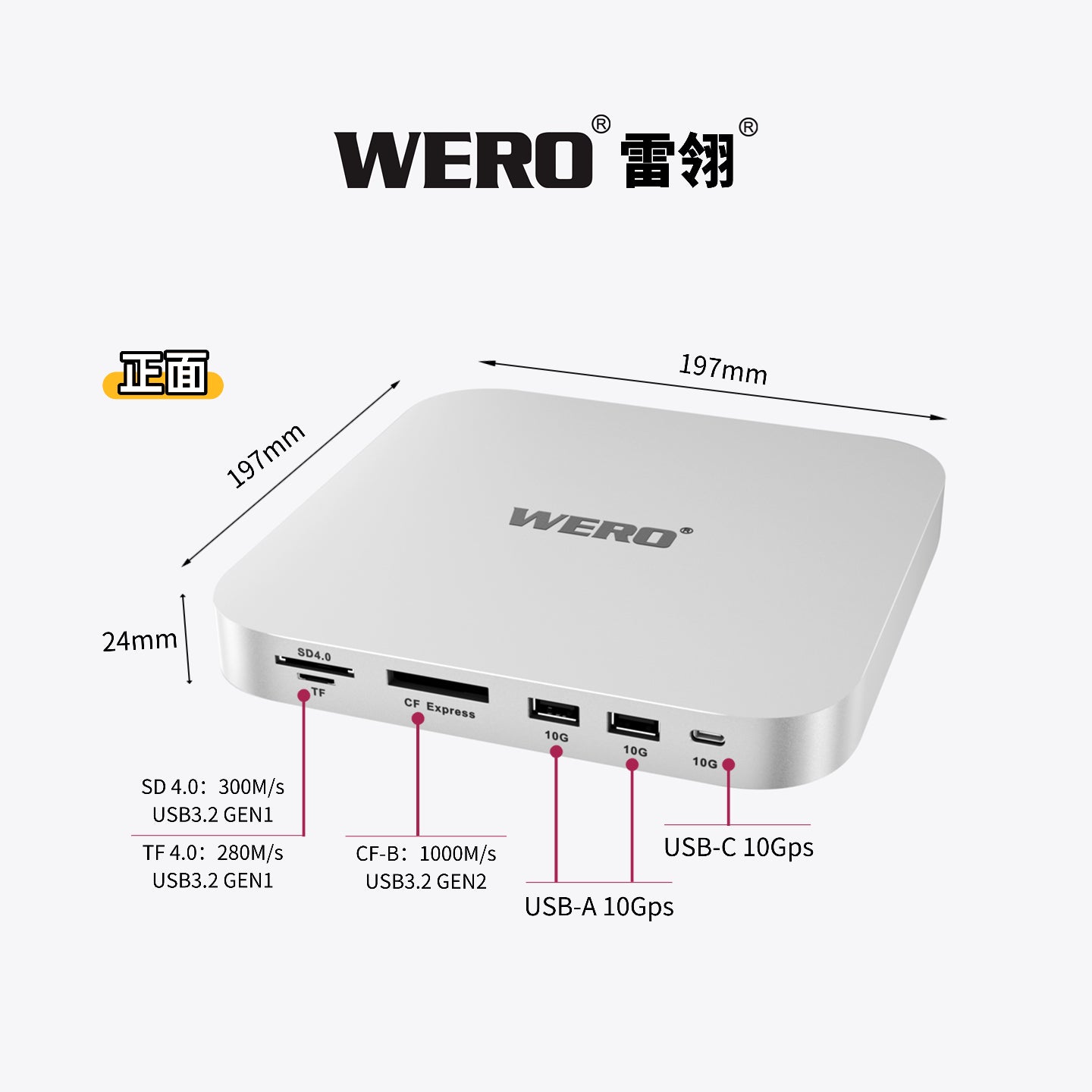 WERO Thunderbolt 3 docking station mini/studio mate dual bay m.2 card reader USB base solid-state box