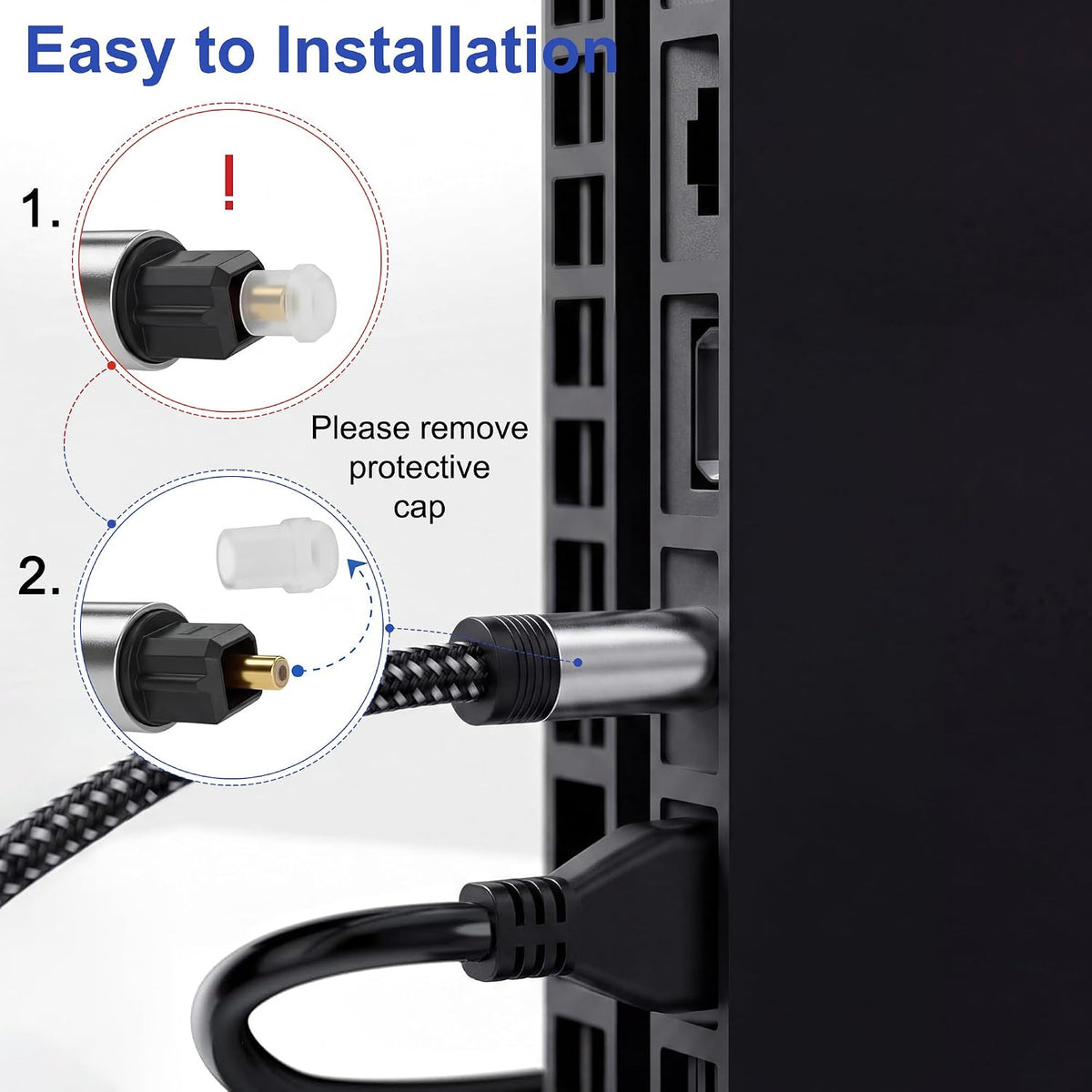 Optical Audio Cable , Toslink Digital Fiber Optic Cable, Nylon Braided S/PDIF Audio Cord for Soundbar, Home Cinema, Stereo, TV, Xbox One/PS4