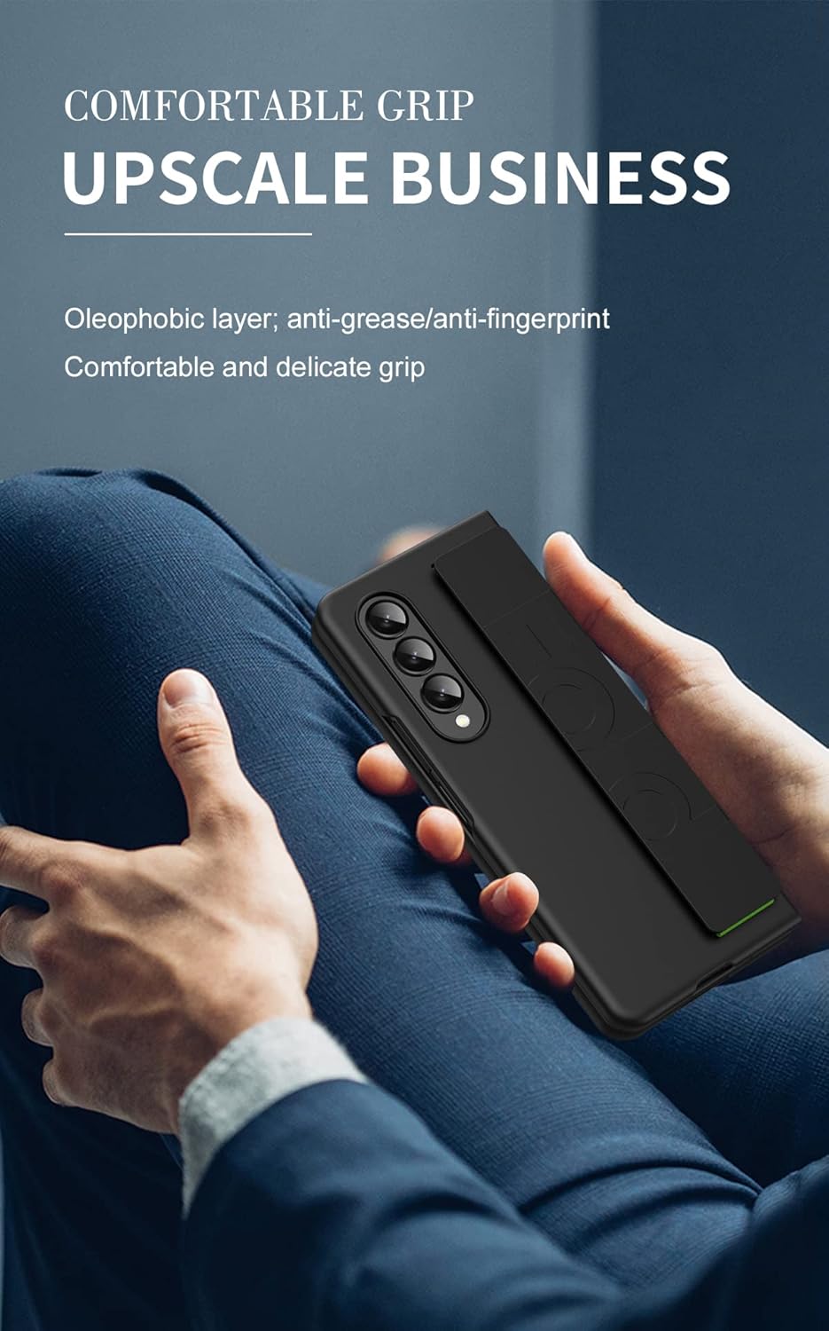 Samsung Galaxy Z Fold 4/5/6 Protective Grip Cover Case,Slim & Lightweight Shockproof Hard PC Wrist Strap Handheld Folding Case with Wristband