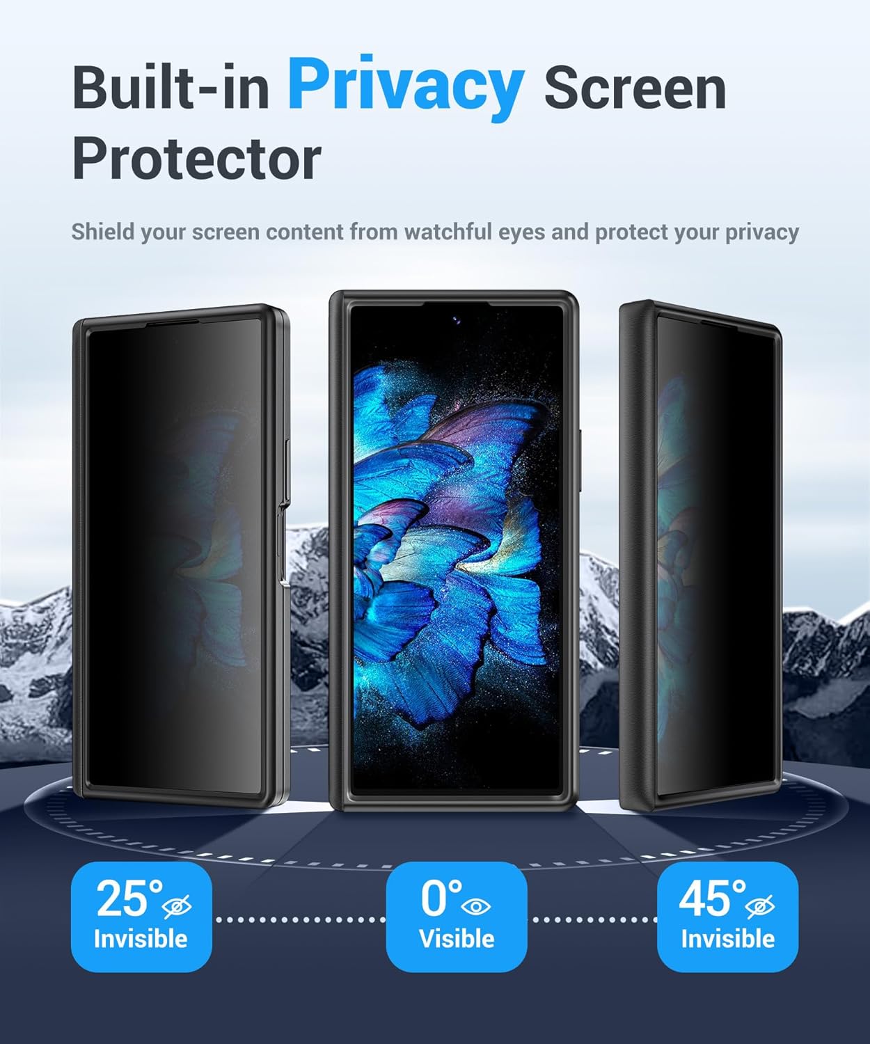 MOBOSI Anti Spy Full Body Shockproof Case for Samsung Galaxy Z Fold 7, Built-in Privacy Screen Protector, Hidden Kickstand, Slide Camera Cover & Hinge Protection, Black