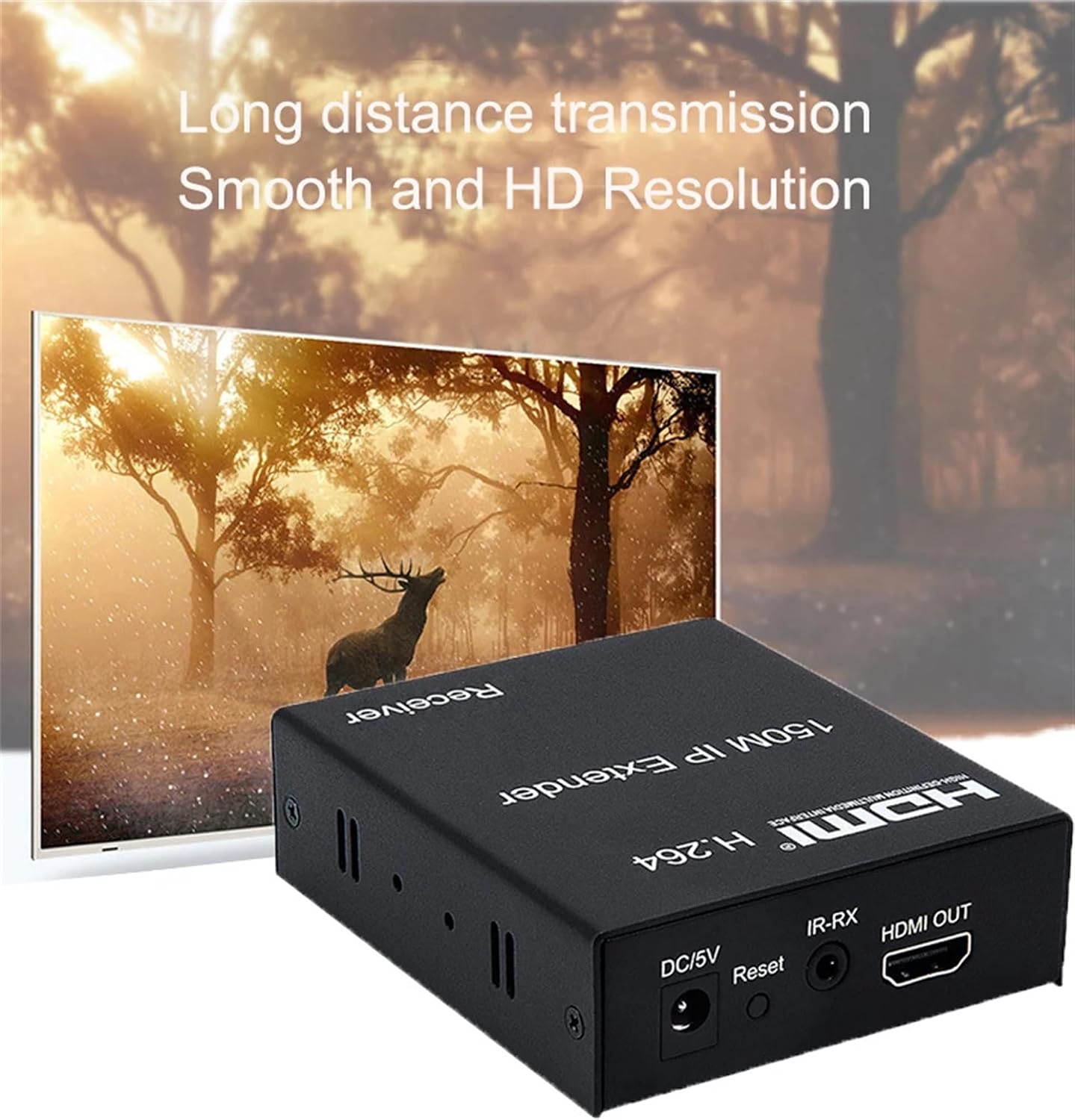 150M HDMI 1080P IP Extender, Via RJ45 Ethernet Network Cat6 Cat 6 6a Cable Extension Via Switch 1 Transmitter to Multi Receiver with H.264 for PS4 Laptop TV (TX+RX)-EX03-A-150M-BK