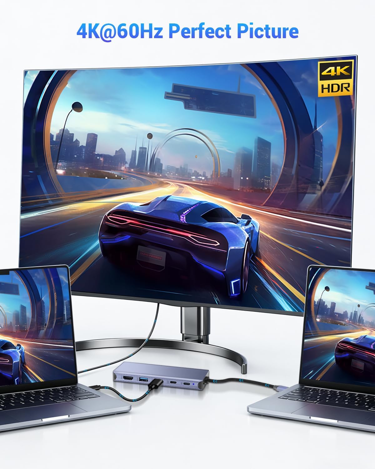 6 in 1 type-C Hub with M.2 NVMe SSD Enclosure, USB 3.2 10Gbps Ports, PD 100W , 4K@60Hz HDMI, High Speed USB NVMe Adapter, M.2 SSD Enclosure, Adapter for MacBook Pro/Air, Dell XPS-UH06-003