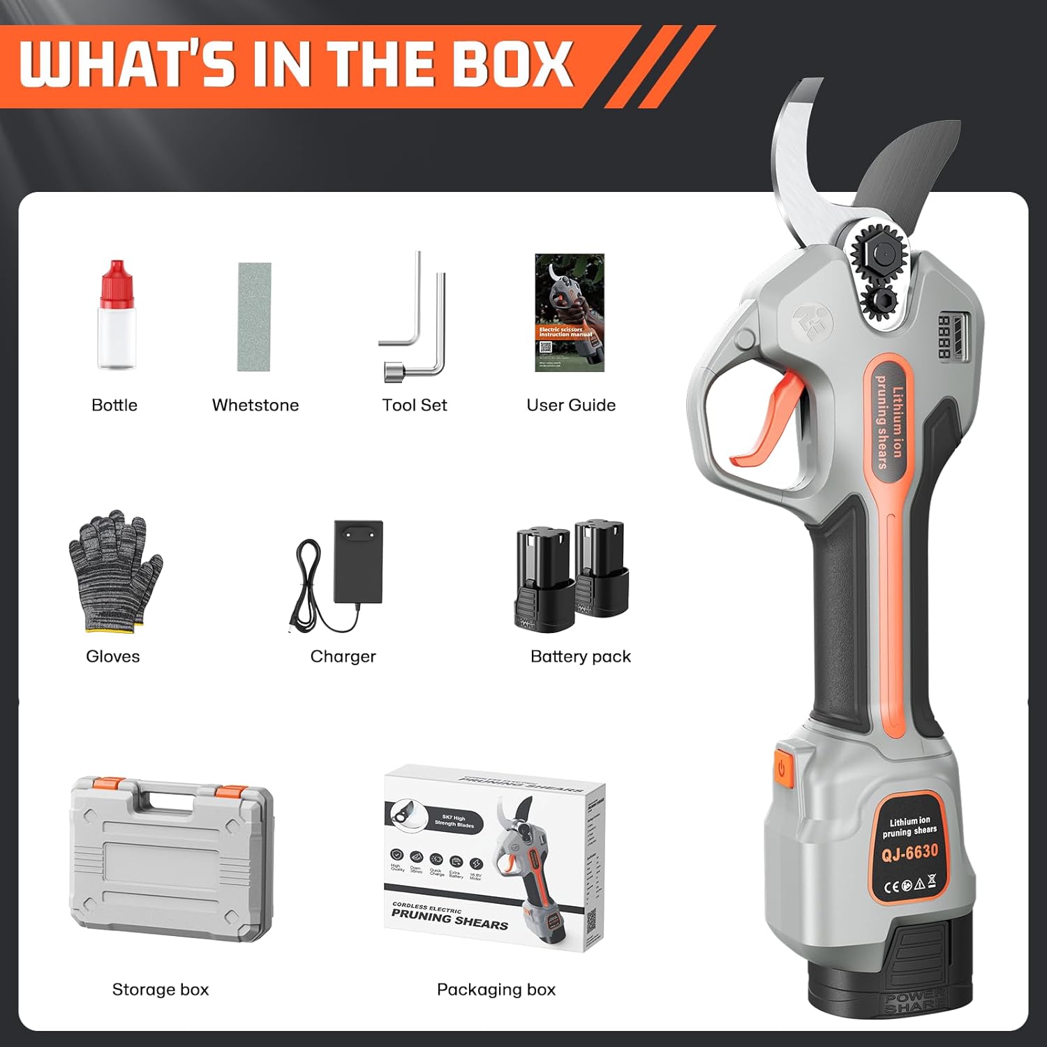 Electric Pruning Shears for Gardening,Garden Shears Brushless Trimming Branch Cutter 0.5 Second Shear Speed 0.9-1.5"Cutting Diameter,Pruning Shears with 6000 Cuts of 2 Rechargeable Battery