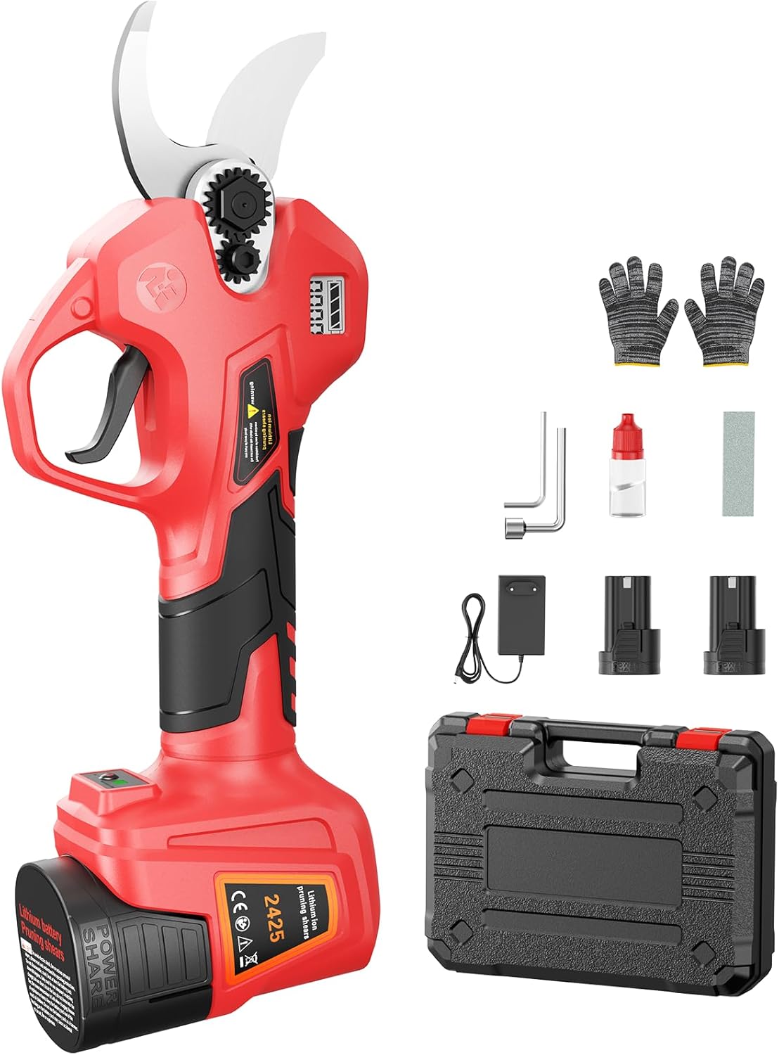 Electric Pruning Shears for Gardening,Garden Shears Cutter 0.5 Second Shear Speed 0.8-1.4"Cutting Diameter Brushless Trimming Branch,Pruning Shears with 6000 Cuts of 2 Rechargeable Battery