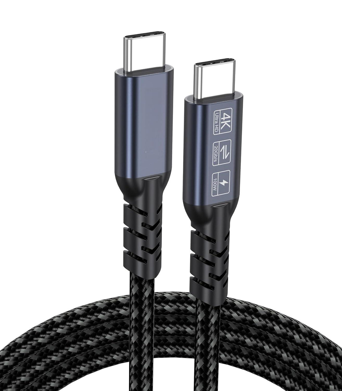 USB-C to USB-C 4k@60hz Cable, USB-C 3.2 Gen 2 20Gbps High Speed Transfer 100W Fast Charging Full Function Cord for Macbook Phone Monitor,Tablets, Laptops-CC0030-B