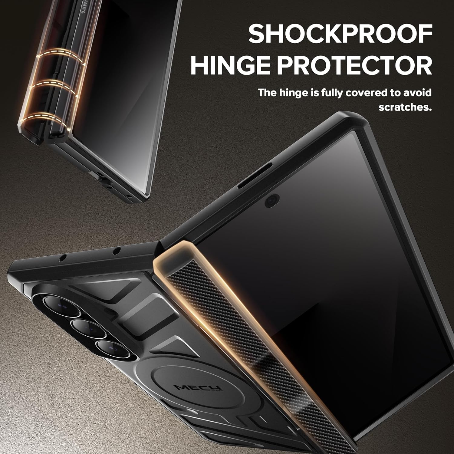 MOBOSI Anti-Spy Z7 Phone Case with Built-in Stand, Belt Clip & Hinge Cover, MagSafe Compatible Cover with Privacy Screen Protector for Samsung Galaxy Z Fold 7 2025, Black Privacy Film
