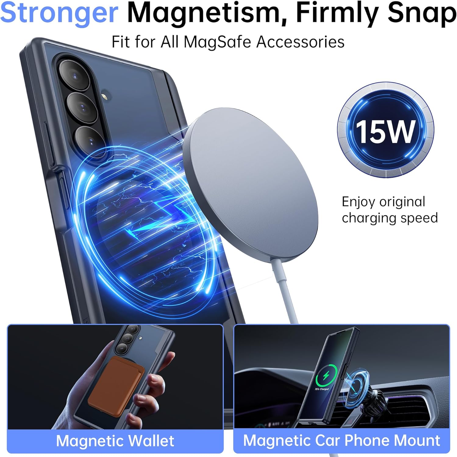 MOBOSI Shockproof Phone Case for Samsung Galaxy Z Fold 7, Full Body Hinge Protection & Built-in Privacy Screen Protector, Magnetic MagSafe Compatible Cover for Z Fold7, Black