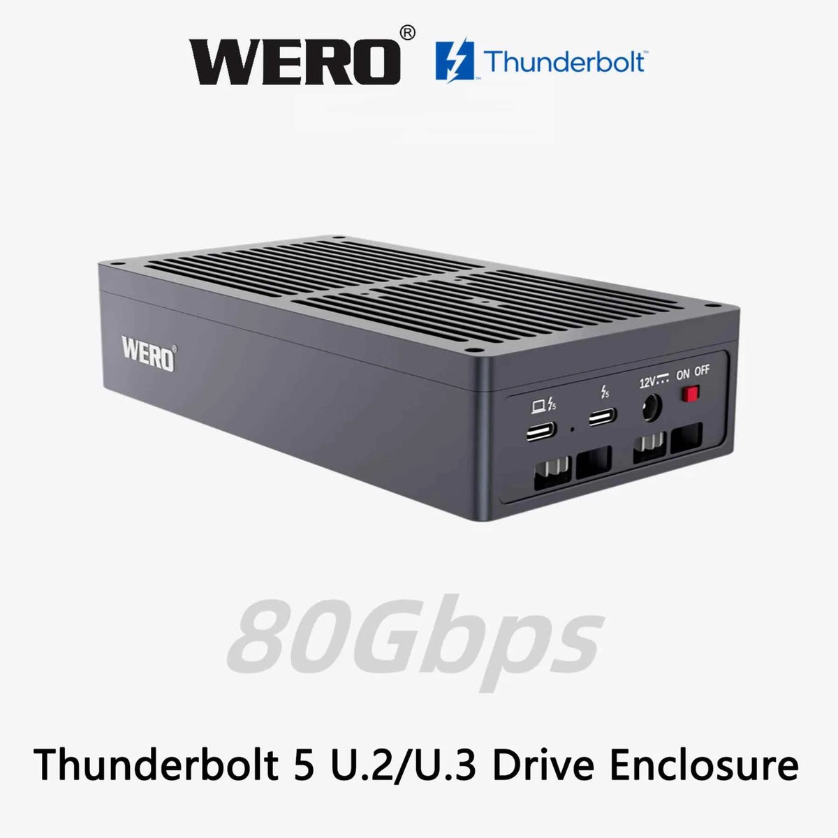 WERO Thunderbolt 5 U.2/U.3 NVMe & SATA SSD Enclosure,80Gbps solid-state dit hard drive box(1XU2-V80)
