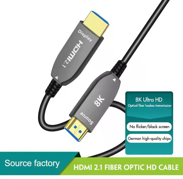 8K@60Hz HDMI 2.1 Fiber Optic Cable - 48Gbps Ultra High - Speed, Gold - Plated, Braided Shielding for PS5/Xbox/Projectors - QGeeM