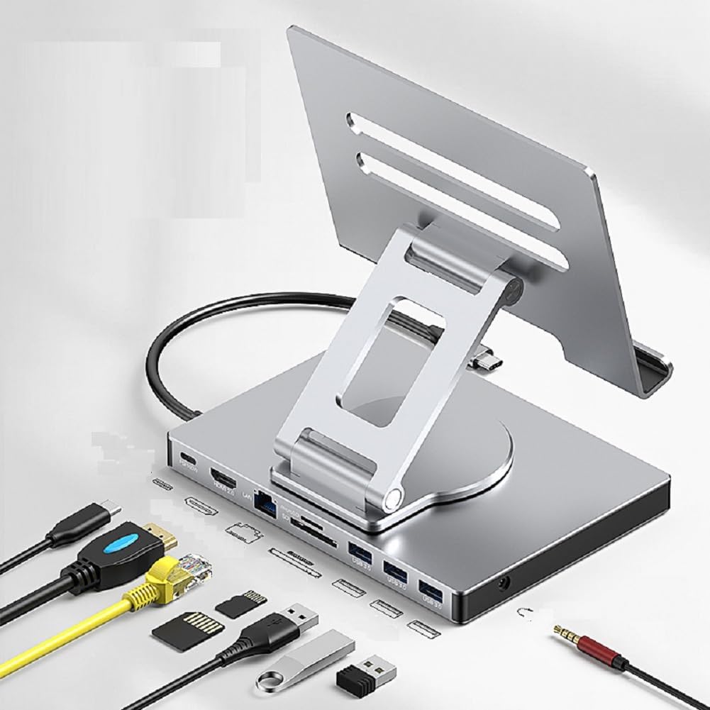 9 in 1 Type - c Hub USB Docking Station Laptop Stand Multiport 3.0 TF Card Slot 4k60hz HDMI - QGeeM