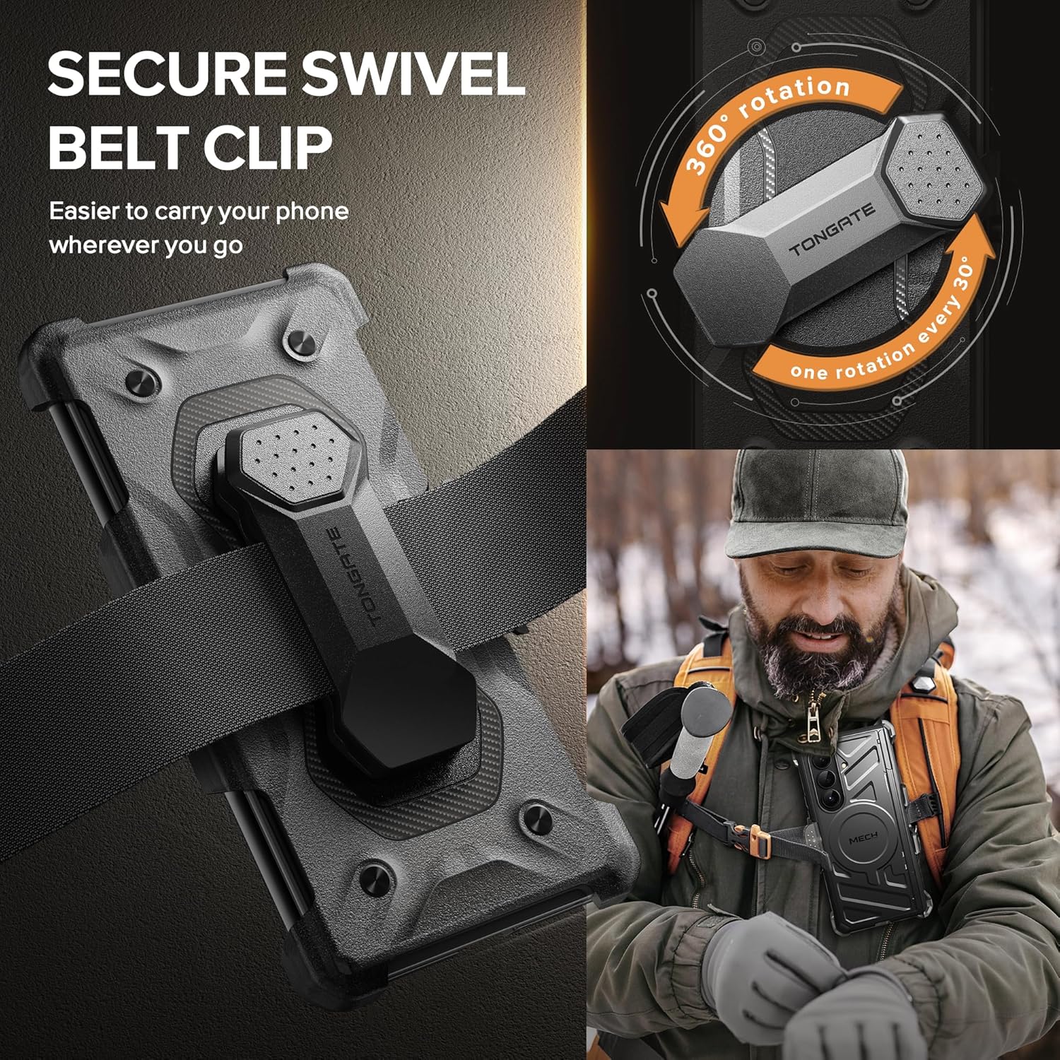 Black Anti Spy Phone Case for Samsung Galaxy Z Fold 7 2025 8", MOBOSI Wallet Cover with MagSafe Compatibility, Built-in Stand, Belt Clip & Hinge Protector, Comes with Privacy Screen Protector