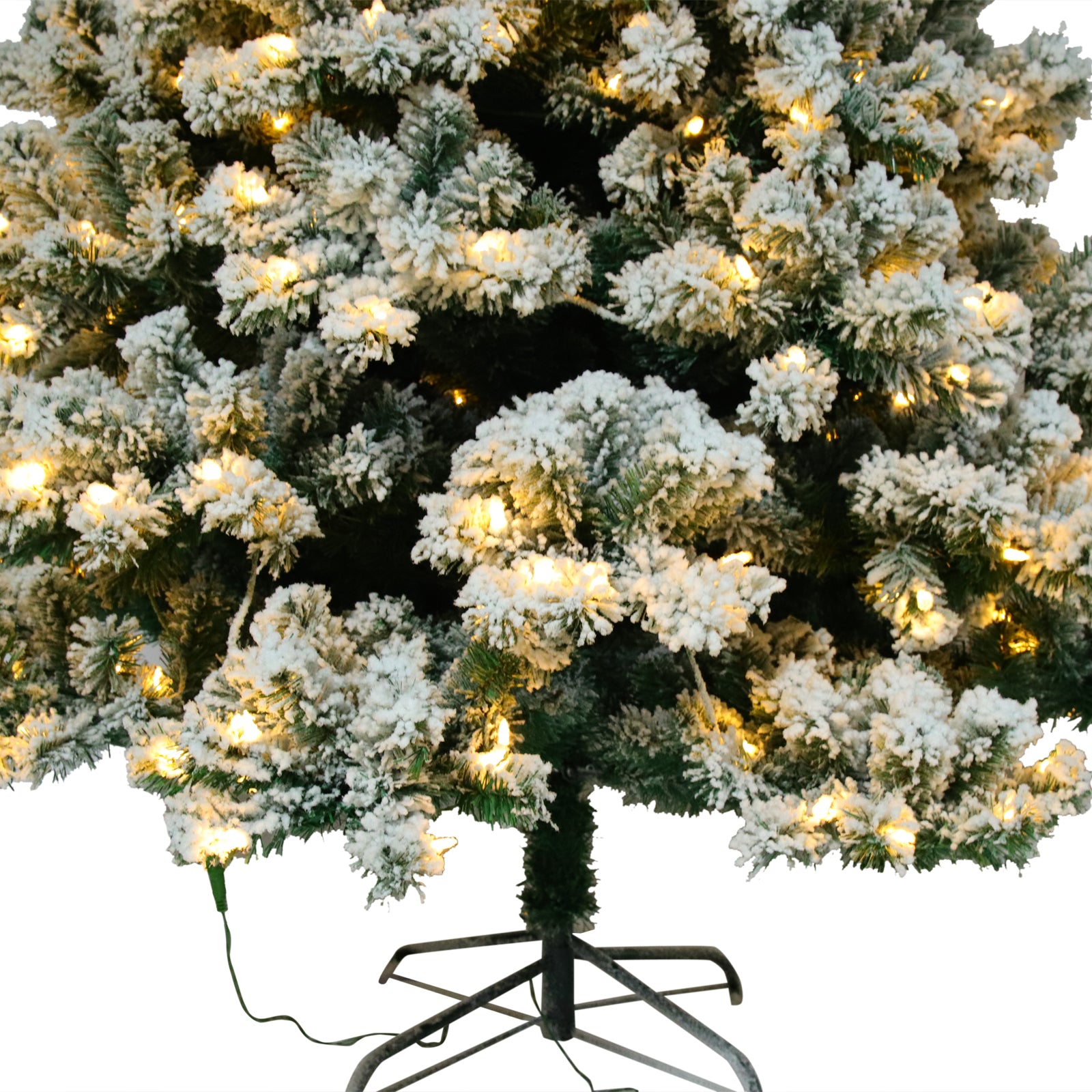 6FT Artificial Snow Flocked Christmas Tree - Pre-Lit with 8 Lighting Modes & 928 Realistic Branches | Easy Setup | Holiday Decor | Stand Included
