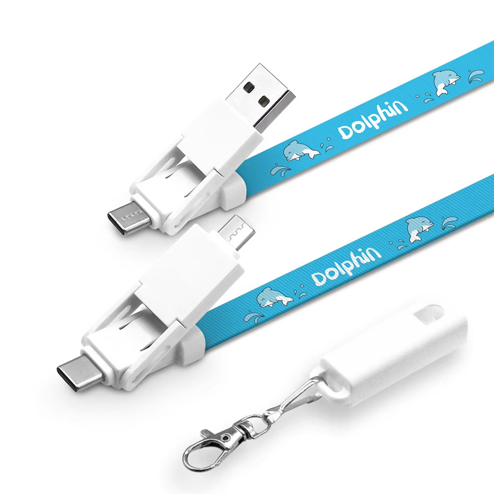 6-in-1 Fast Charging Lanyard Cable | 60W PD 3A Type-C to USB-C/Micro/Lightning | 90cm Multi-Device Charger for Huawei/iPhone/Samsung