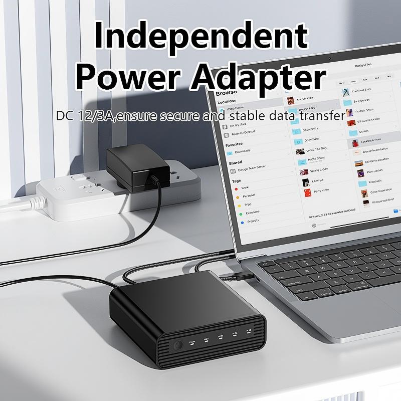 Aluminum M2 4-Bay USB4 External NVME SSD Enclosure M.2 NVME 4 Bay 40Gbps M.2 NVME RAID SSD Enclosure Case with Cooling Fan (RAID Function)-DB2804U4