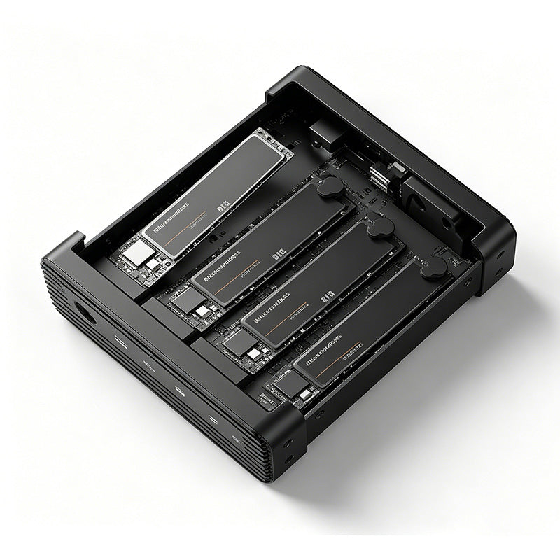 Aluminum M2 4-Bay USB4 External NVME SSD Enclosure M.2 NVME 4 Bay 40Gbps M.2 NVME RAID SSD Enclosure Case with Cooling Fan (RAID Function)-DB2804U4