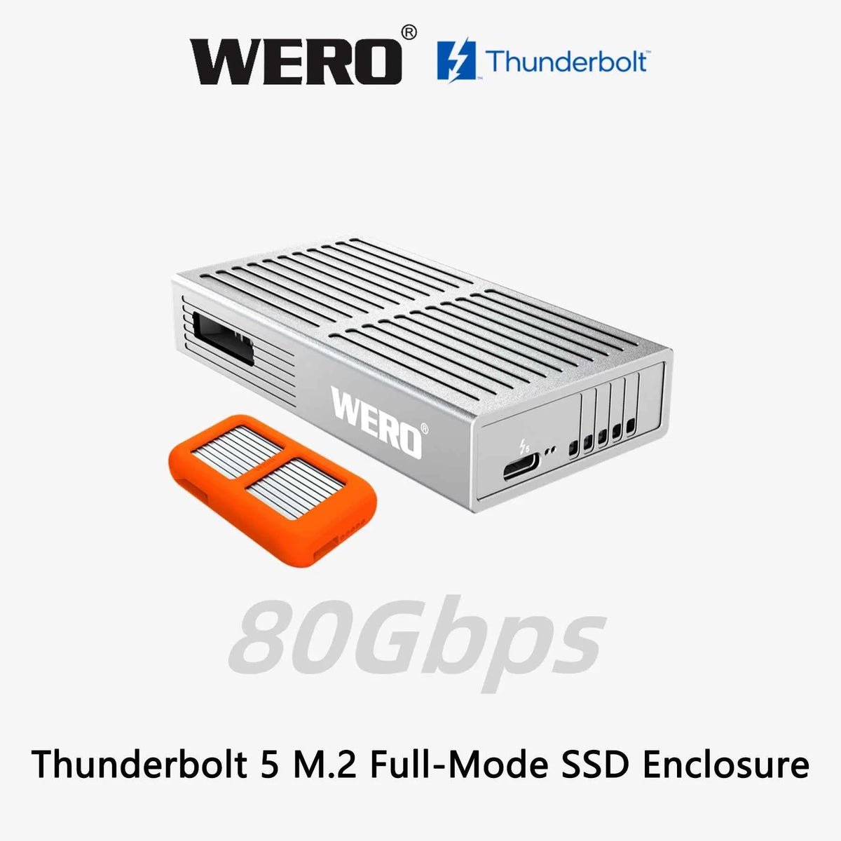 WREO Thunderbolt 5 80Gbps M.2 Full-Mode SSD Enclosure(External Cable)(1XM2-V80)