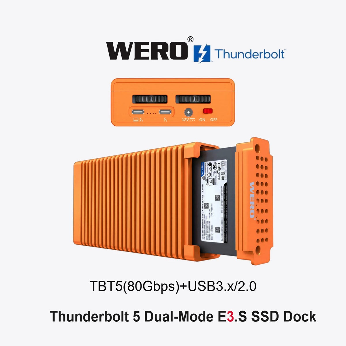 WERO Thunderbolt 5 Dual-Mode e3.s SSD Enclosure Docking Station(1xE3.s-V80)