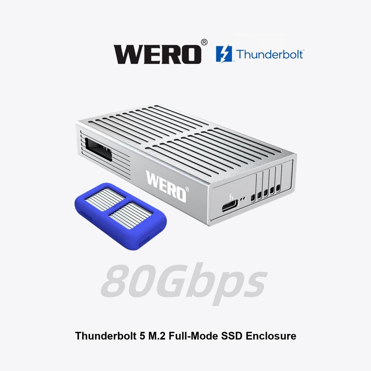 WREO Thunderbolt 5 80Gbps M.2 Full-Mode SSD Enclosure(External Cable)(1XM2-V80)
