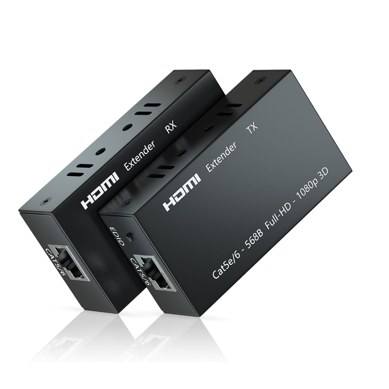 HDMI Extender Up to 60 Meters(196ft), Transmitter and Receiver Over Ethernet LAN, HDMI to Ethernet Repeater-EX01-A-60-BK