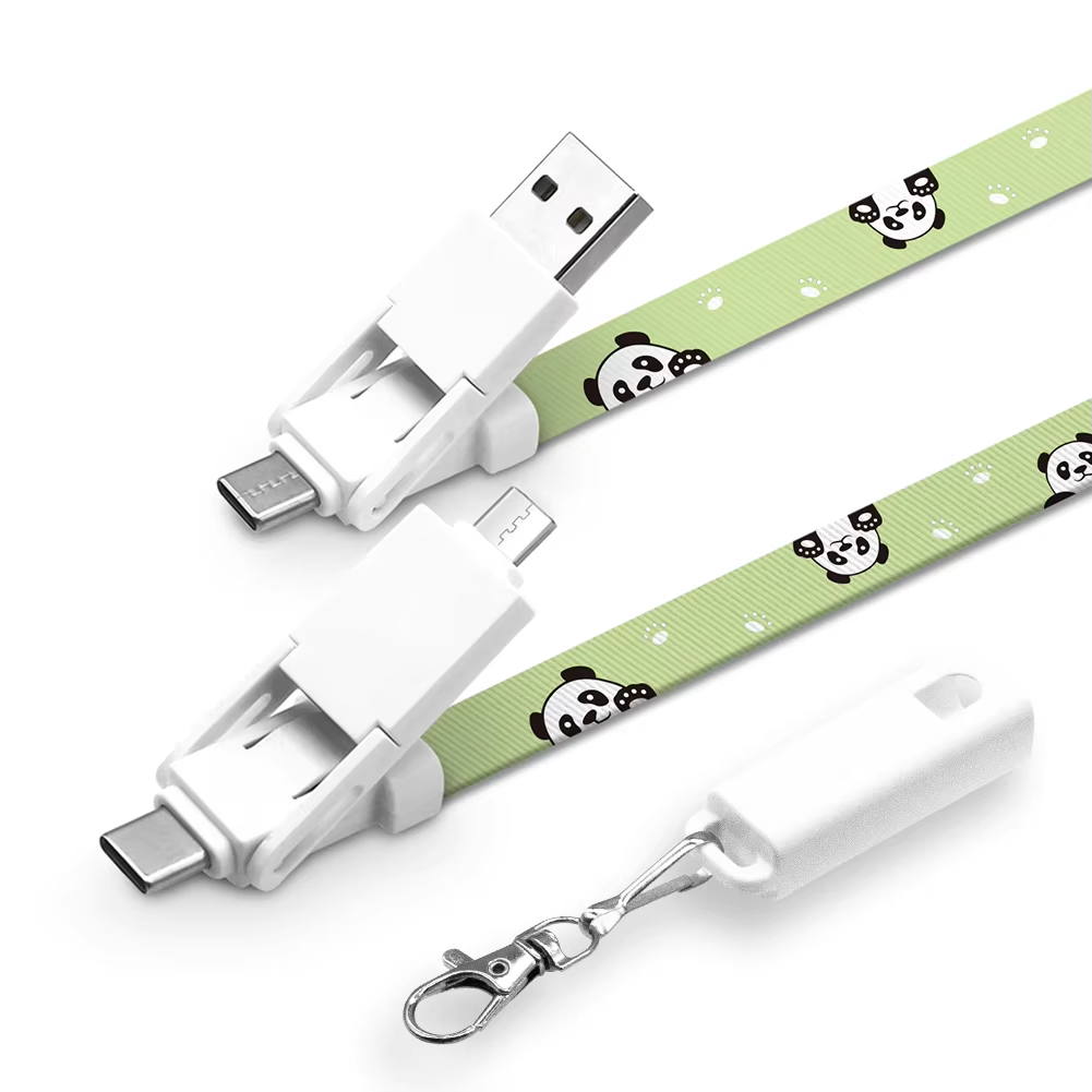 6-in-1 Fast Charging Lanyard Cable | 60W PD 3A Type-C to USB-C/Micro/Lightning | 90cm Multi-Device Charger for Huawei/iPhone/Samsung