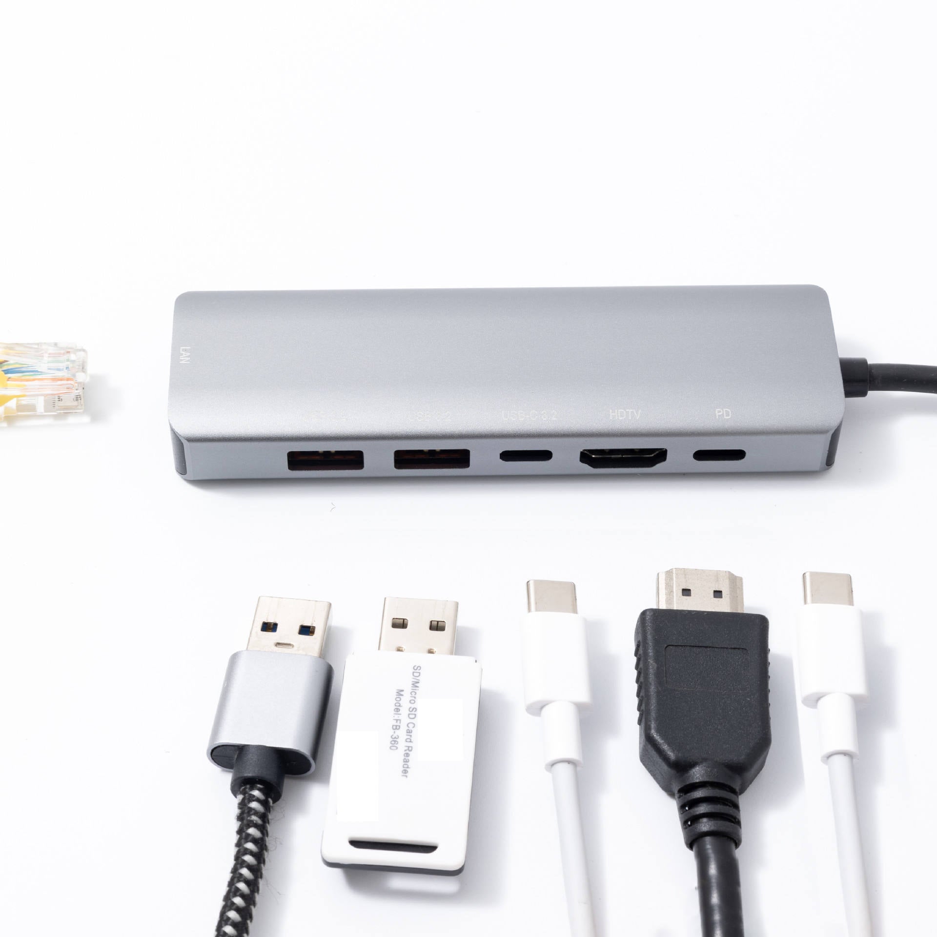 QGeeM 6-IN-1 USB-C Hub HDMI4K60Hz 1000M, USB3.2 10GBps PD100W Fast-Charging Applicable to MacBook iPhone-UH06-23-A