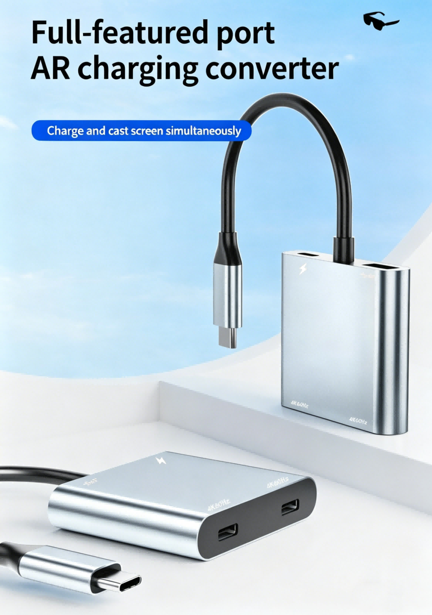 4 in 1 USB C to HDMI Adapter 4K@60Hz with 100W PD Charging, Type C to HD-MI Converter with 2 HDMI, PD, USB, USB C Hub Extended Display Compatible Thunderbolt 3