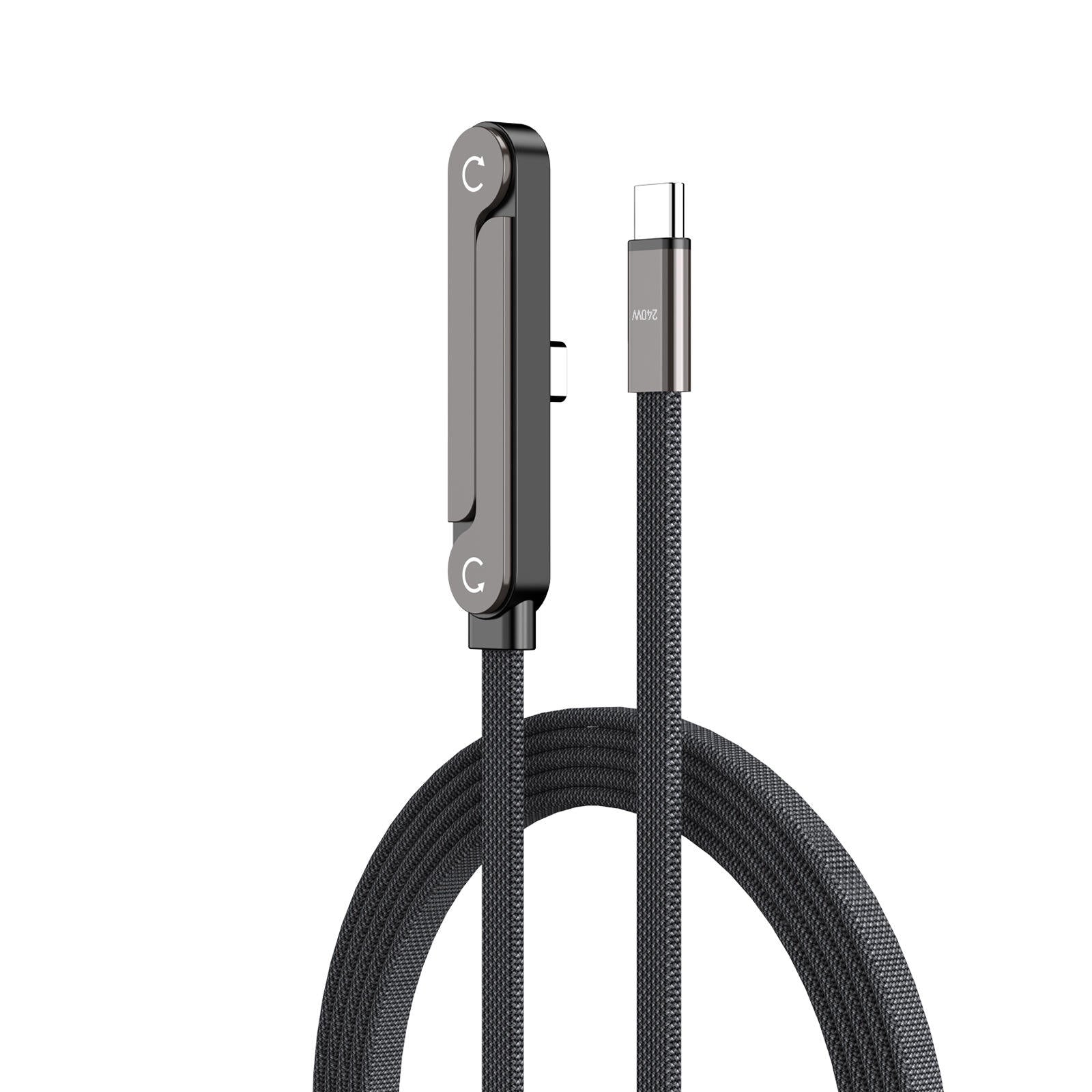 Invisible Holder Charger Cable with Stand,Type-C to Type-C,240W PD Fast Charging Cable with 360° Adjustable Metal Stand for Phone Gaming, Video Calls, and Car Travel-CC0091-A-1.5-BK-V1-S1
