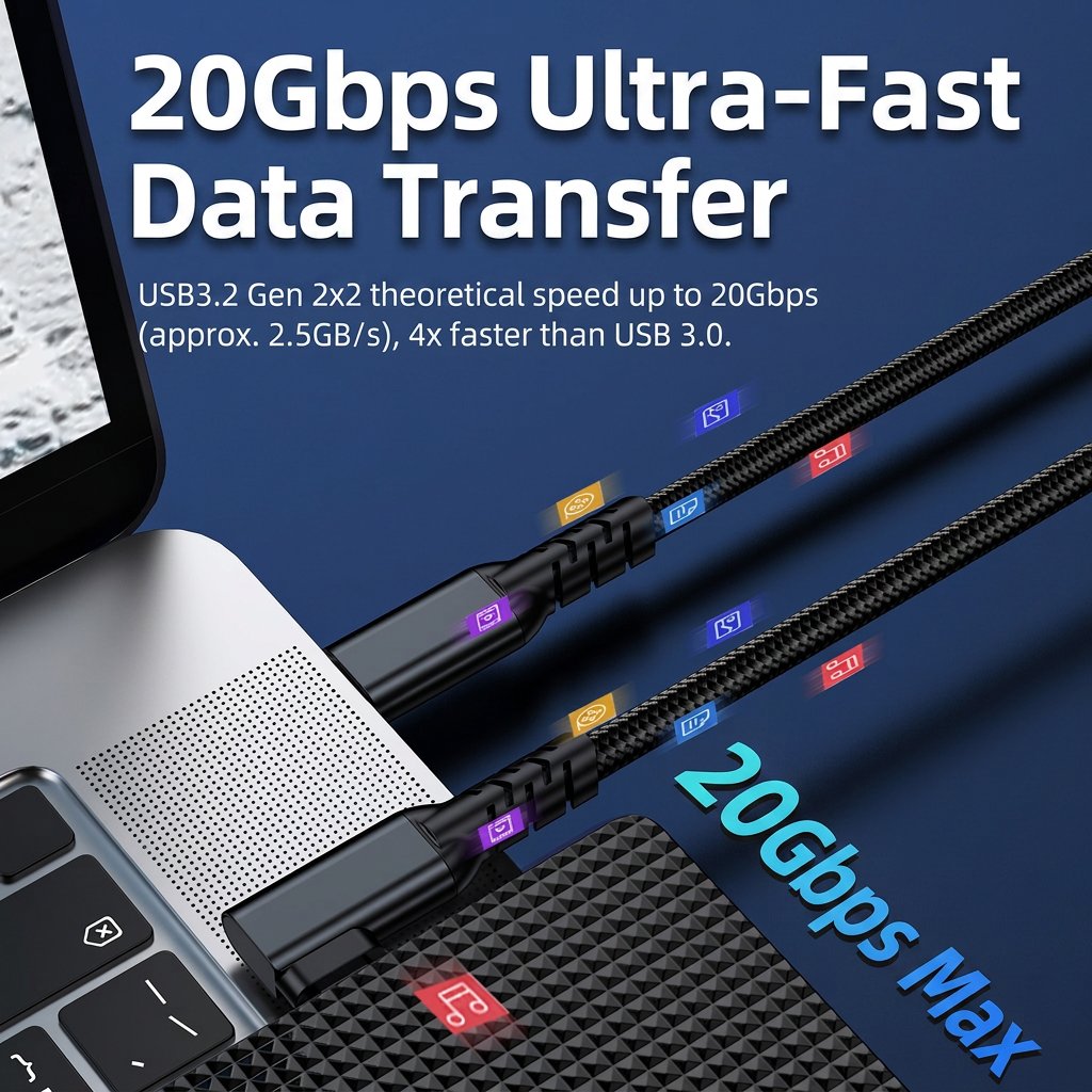 USB C to USB C Cable ,USB 4.2 USB C/M to C/M 80G 16K@60HZ Cable 240W PD Fast Charging Compatible,for Samsung T7/T5/X5 SSD,MacBook Pro,Mobile Hard Drive,Laptops-CC0089-C(D)