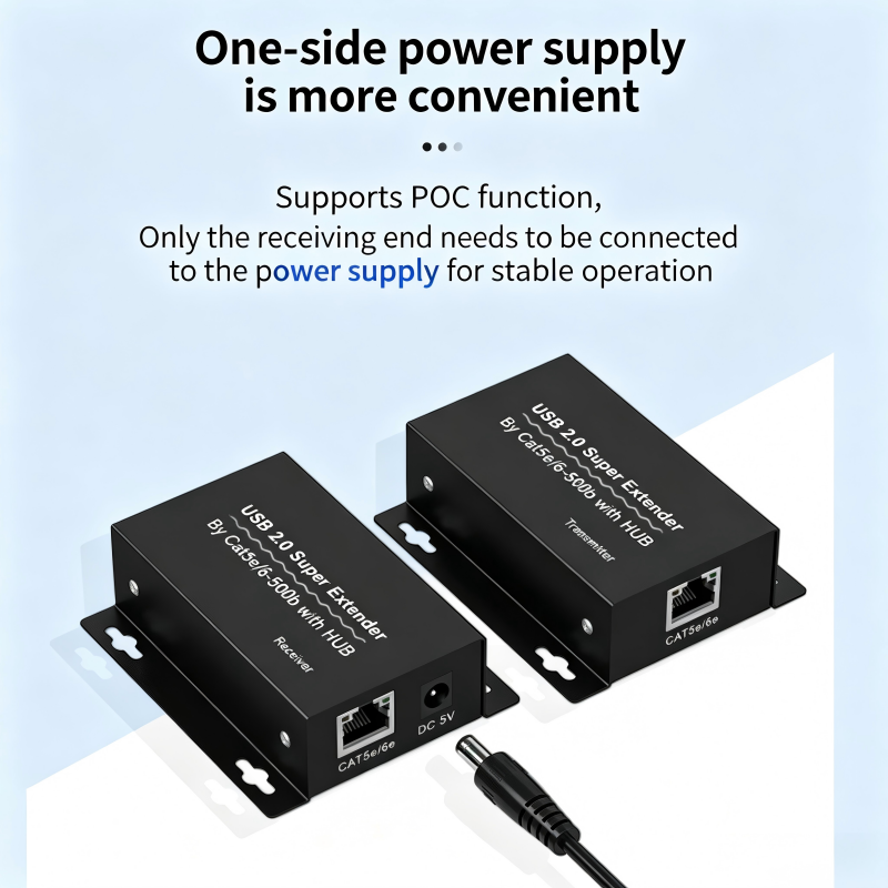 USB Extender Over Ethernet USB 2.0 HUB RJ45 Cat5e/6, 196ft/60m, up to 480Mbps Transfer Rate No Driver Required Supports POC Power Supply, Supports Connecting Keyboard Mouse U Disk Printer etc.-EX55-A-0-BK(XHU01)