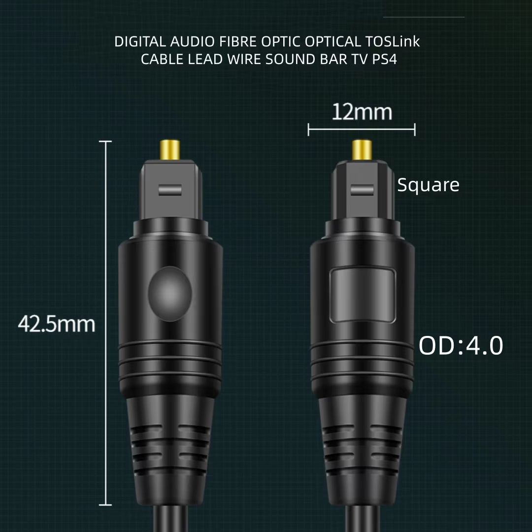TOSLINK Optical Audio Cable, S/PDIF Fiber Optic Cord Toslink Cable Male to Male Digital Optical Cable 5.1 Surround Sound, for Soundbar TV, Home Cinema Xbox One/PS4-AV81-A