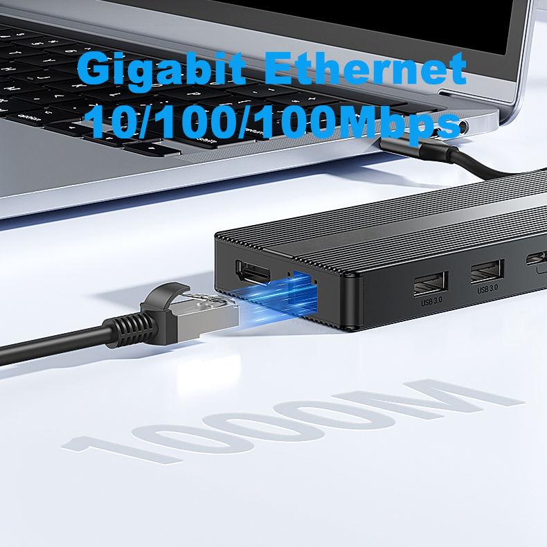 USB C Hub Docking Station Dual Monitor 2*HDMI 4K@60HZ,13 in 1 Laptop Docking Station 2 Monitor with 3*USB C(10Gbps) ,2*USB A(5Ggbps)1*USB-A(480Mbps),Ethernet(1000M ),PD 100W,SD/TF3.0 for Dell/HP/Lenovo