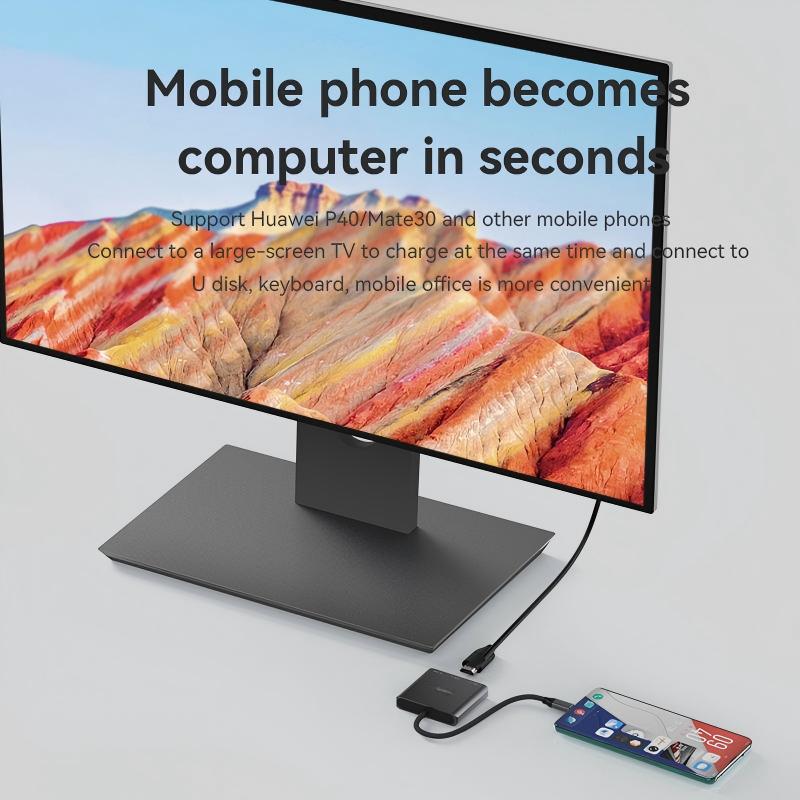 3 IN 1 USB C to HDMI Multiport Adapter with PD 100W Charging Port, HDMI to USB C Hub Adapter for Monitor to Laptop, USB-C to USB 3.0 Adapter 5Gbps, USBC HDMI Adapter 4K@60Hz Converter for Mac iPad pro MacBook Chromebook-HD301