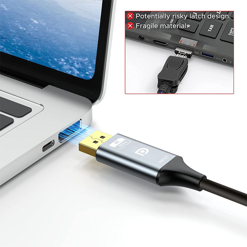 4K@60Hz DisplayPort to HDMI Cable 1080P@120Hz, DP 1.2 to HDMI 1.4 Cord Alu Braided, Unidirectional Cable 6.6FT Compatible with Monitor, Desktop, HDTV, Laptop, AMD--AV61-D
