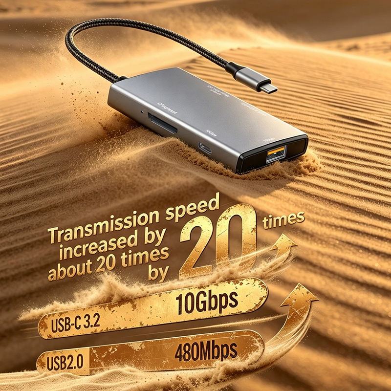 5-N-1 USB C Port High-Speed Data Hub USB 3.2 Gen2 10Gbps CFexpress Type a SD 4.0 MicroSD 4.0 Card Reader Compatible with Windows/Mac/Linux/Android