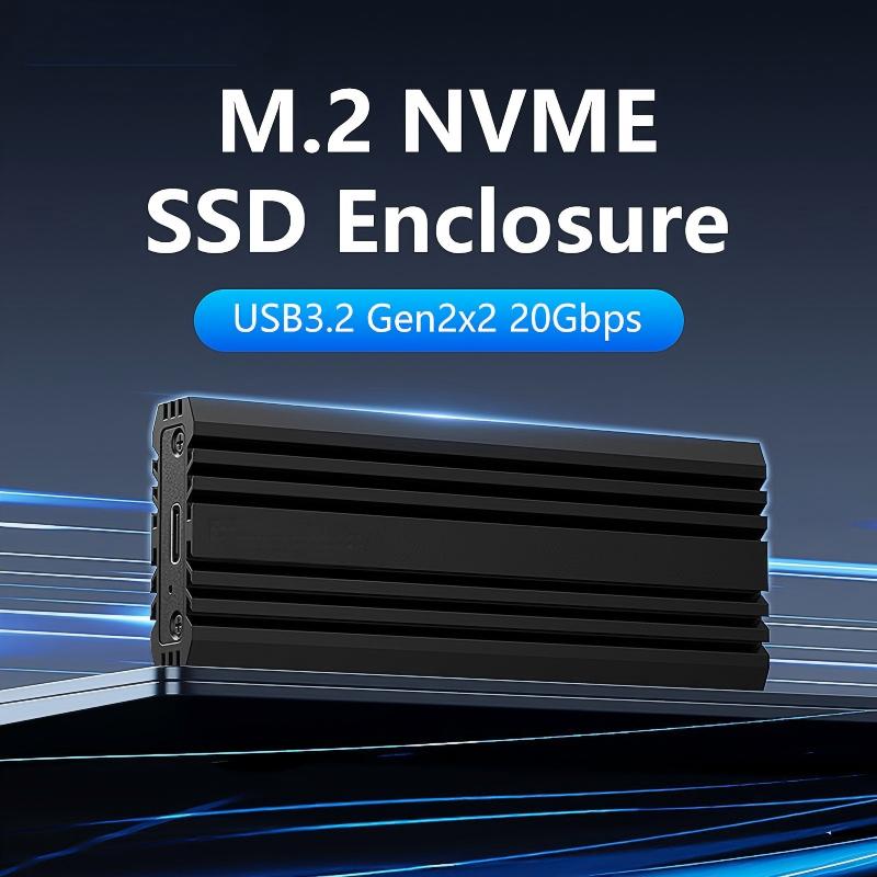 20Gbps USB3.2 Gen2x2 Tool-Free Enclosure for M.2 PCIe NVMe and SATA SSD M.2 Form Factor Compatible with Both B&M (NVME) Hard Disk, Support 2230 2242 2260 2280 ---M6NA