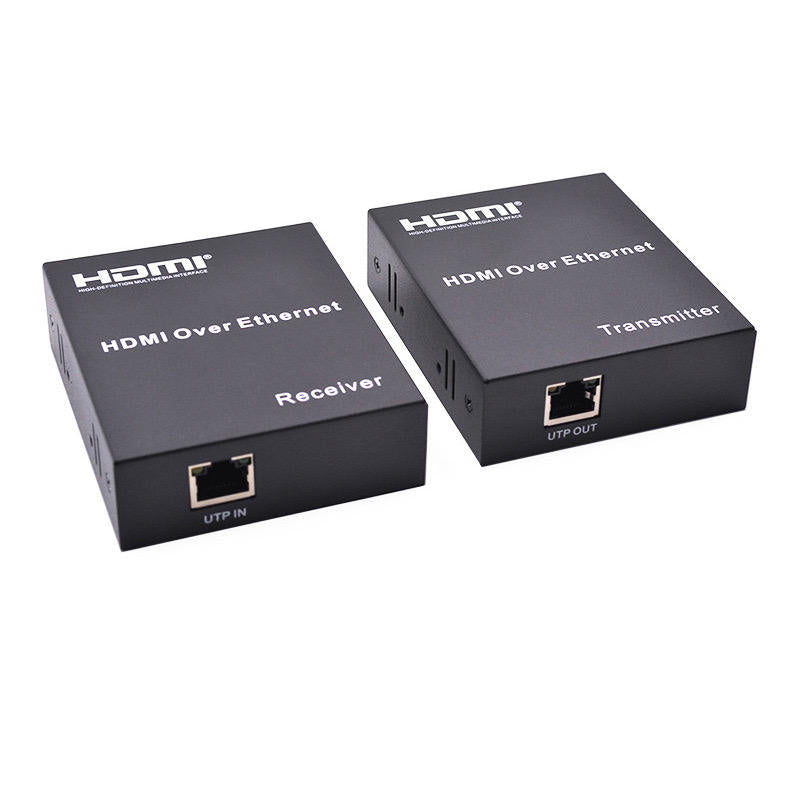 HDMI Extender Over Cat5e/6 Uncompressed Full HD 1080p 60Hz HDMI Over Ethernet Cable Up to 393.7Ft, HDMI IP Extender Support IR Remote Control and HDMI Loop Out-EX02-A-120-BK