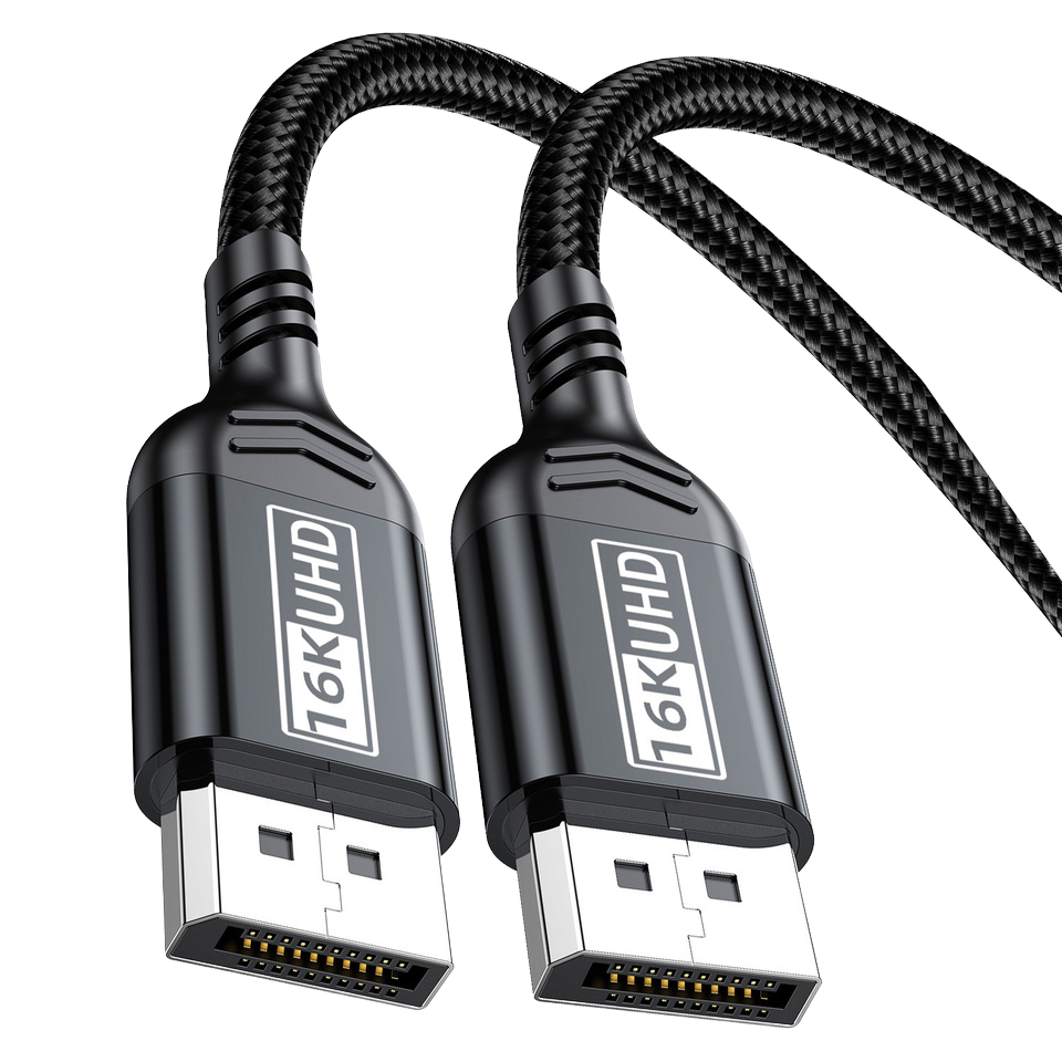 DisplayPort TO DisplayPort 2.1 Cable, 80Gbps High-Speed,16K@60Hz, 8K@120Hz, 4K@240Hz, Support Dynamic HDR/HDCP/DSC and 3D, G-Sync FreeSync Gaming PC, Gaming Monitor, Braided,, Black-AV99-B