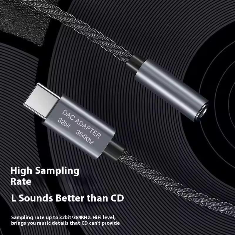 Type-C to 3.5mm Audio Adapter, Hi-Fi DAC Hi-Res Digital Decoder Earphone Amplifier 32Bit 384kHz Type-C to AUX Jack Dongle with ALC5686 Chip, Metal Housing Braided Cable for Headphones, Speakers, Phones Laptops