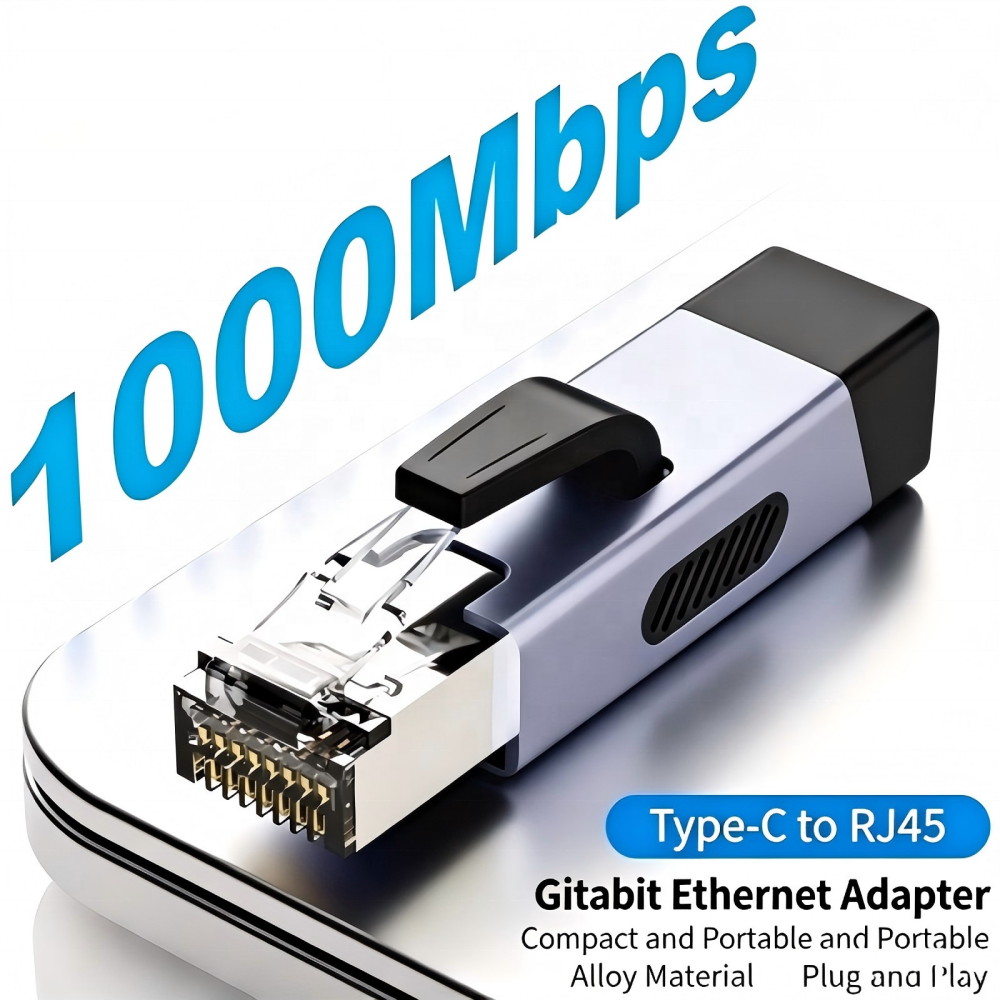 RJ45 to USB-C Gigabit Ethernet Adapter, 1000Mbps Type C Ethernet Network Adapter, Plug and Play Aluminum Converter for Laptop, MacBook, iPad, Steam Deck