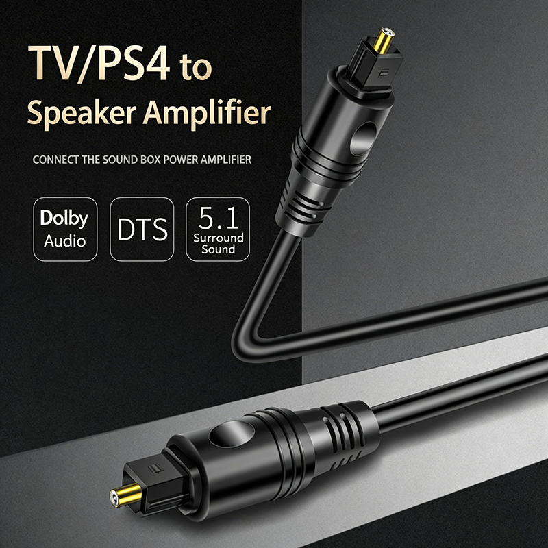 TOSLINK Optical Audio Cable, S/PDIF Fiber Optic Cord Toslink Cable Male to Male Digital Optical Cable 5.1 Surround Sound, for Soundbar TV, Home Cinema Xbox One/PS4-AV81-A