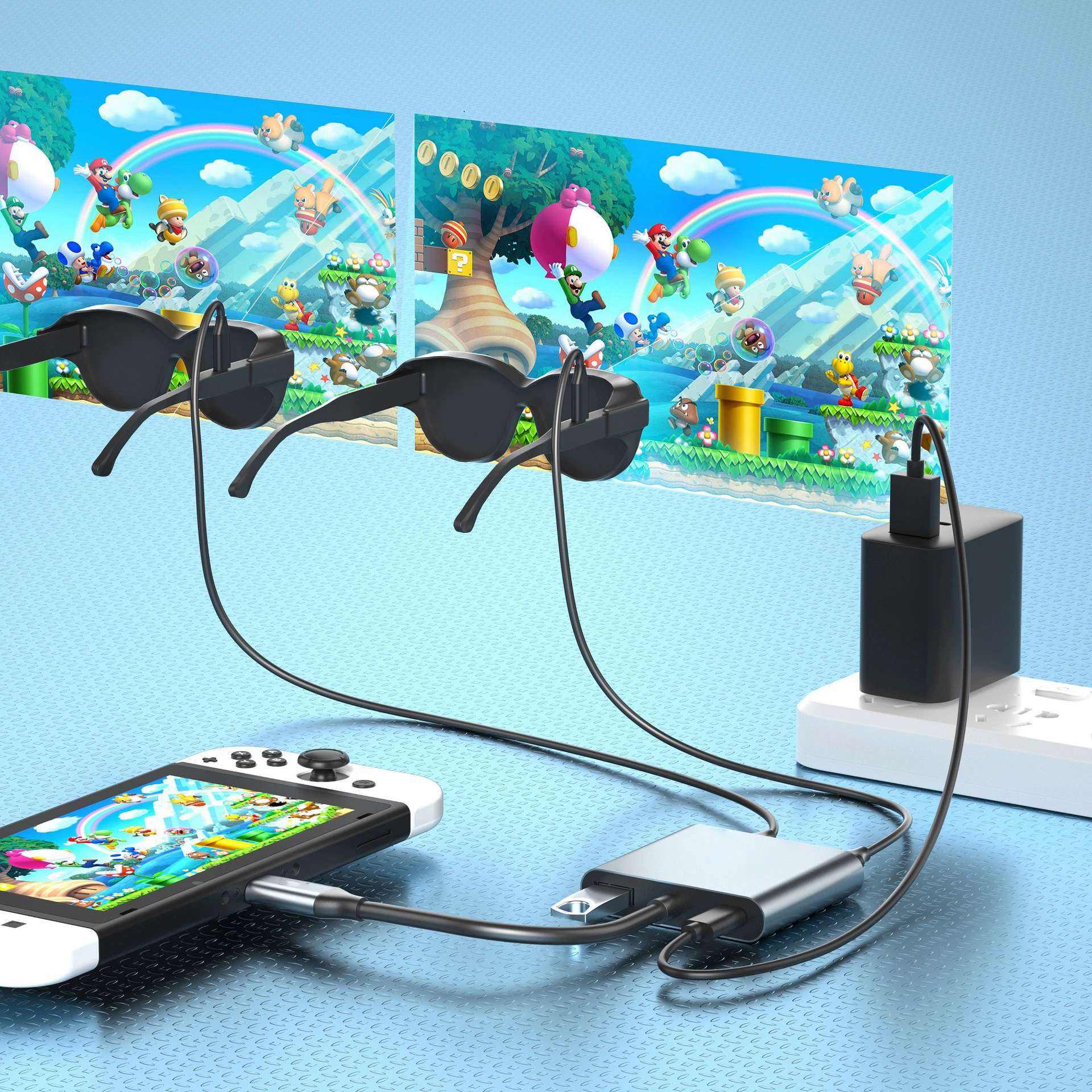 4 in 1 USB C to HDMI Adapter 4K@60Hz with 100W PD Charging, Type C to HD-MI Converter with 2 HDMI, PD, USB, USB C Hub Extended Display Compatible Thunderbolt 3
