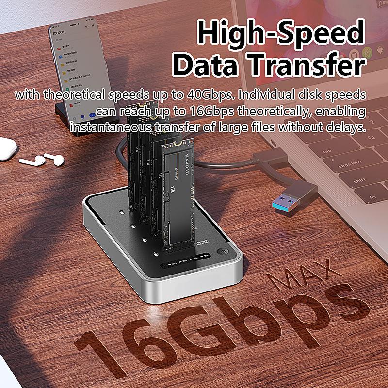 40Gbps USB4.0 4-Bay M.2 NVMe SSD Enclosure – 32TB Capacity PCIe Docking Station with Offline Clone ,compatible with Windows/Linux/Mac OS/Android---DB2804NA