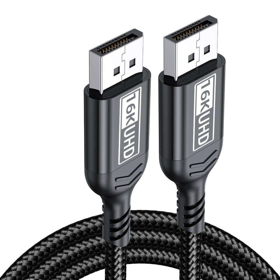 DisplayPort TO DisplayPort 2.1 Cable, 80Gbps High-Speed,16K@60Hz, 8K@120Hz, 4K@240Hz, Support Dynamic HDR/HDCP/DSC and 3D, G-Sync FreeSync Gaming PC, Gaming Monitor, Braided,, Black-AV99-B