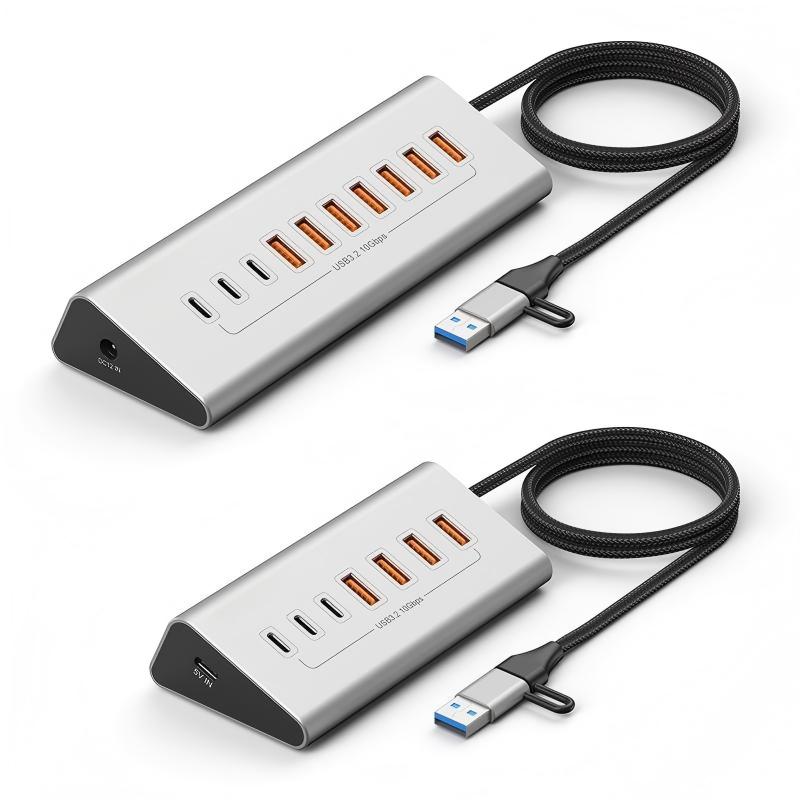 7-in-1 USB-C Hub – 10Gbps USB 3.2 Gen 2, Aluminum, USB Cap, 1m Cable, Hot-Swap, Plug & Play, Over-Voltage & Over-Current Protection, for Laptop, PC, MacBook, Lunar Silver